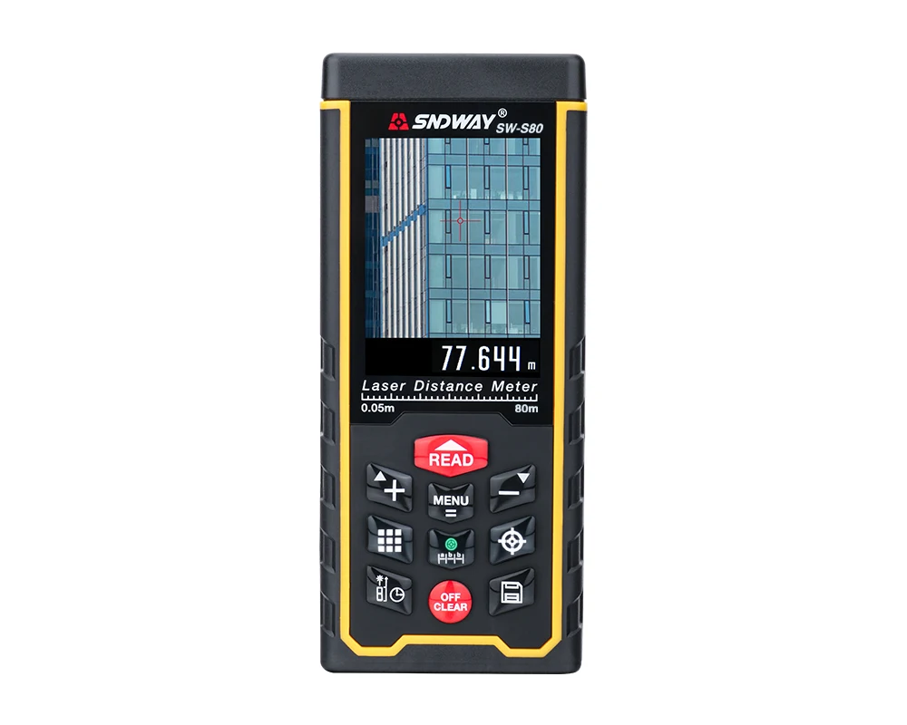 SNDWAY SW-S80 misuratore di distanza Laser digitale fotocamera ricarica USB telemetro portatile con schermo colorato telemetro