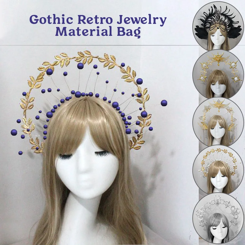 

Gothic Lolita Crown Headpiece KC Headdress Baroque Style Goddess Headband Headdress Lolita Tiara DIY Hair Accessories