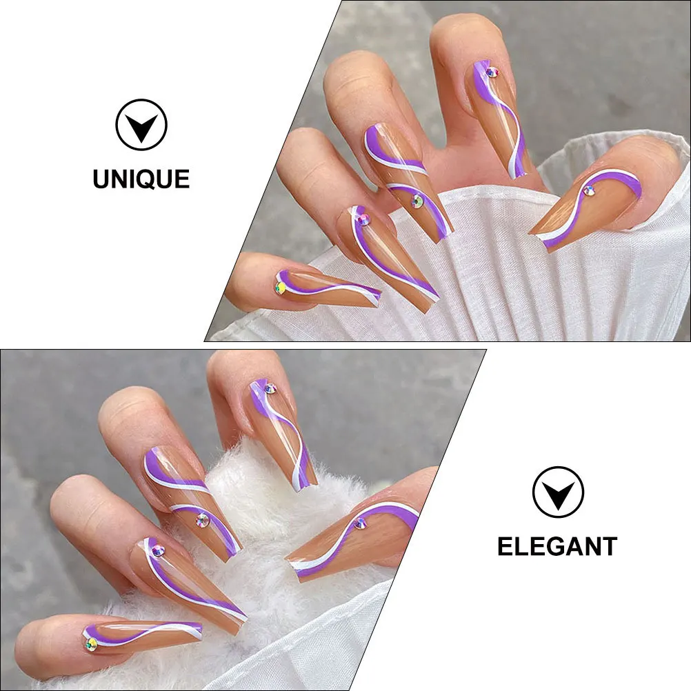 48 個フラットトップ台形ネイルチップスタイリッシュなロングフルカバー人工付け爪ホーム DIY サロンネイルアート用品取り外し可能