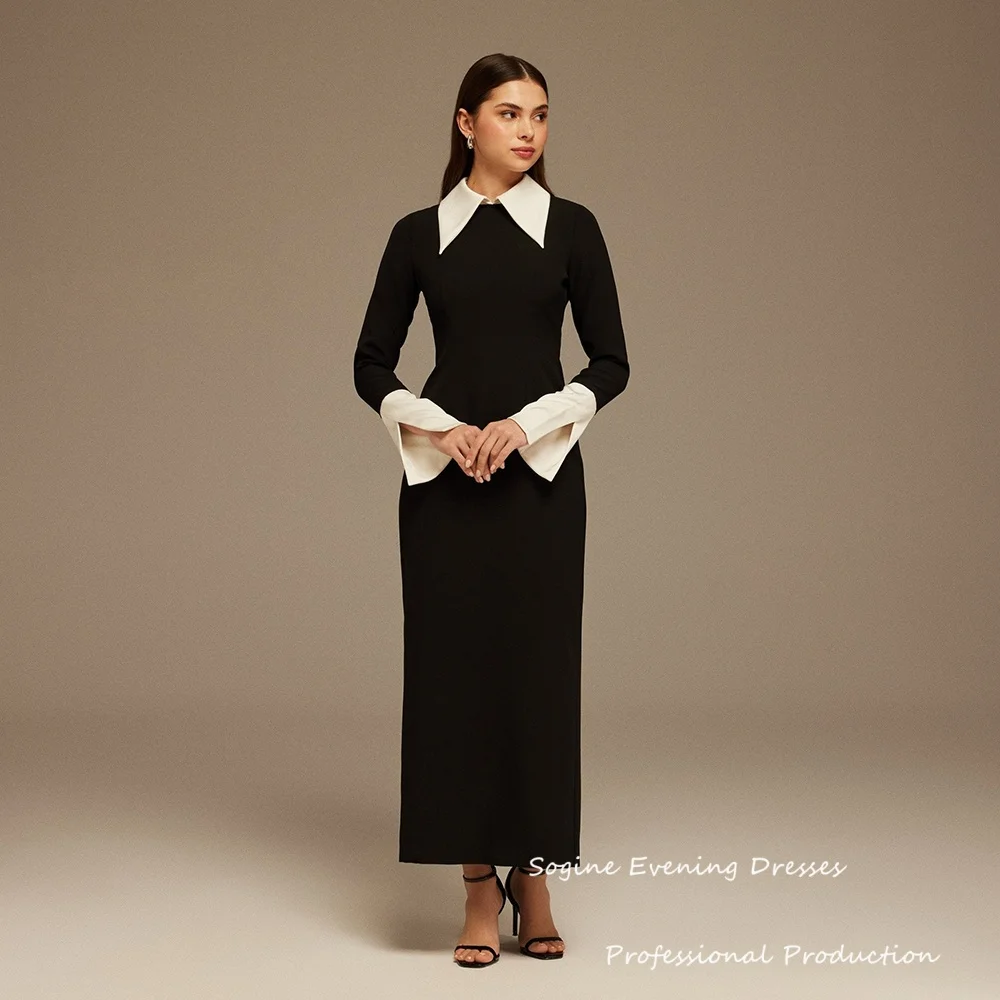 

Formal Outfits For Women Customized Crepe Full Sleeve Prom Dresses 2025 Straight Cocktail Party Dress Long For Sexy Women