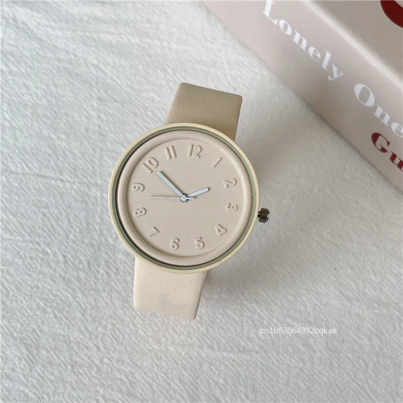 Famous Brand Simple Leather Belt Watch Macaron Women Student All-match Sport Bracelet Quartz Wristwatch Fashion Clock Wholesale