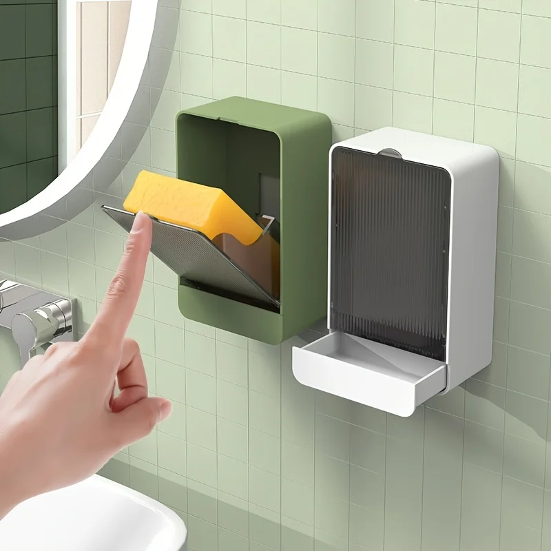 Porte-savon anti-poussière avec couvercle, porte-savon étanche pour douche, porte-savon mural avec drainage, 1 pièce