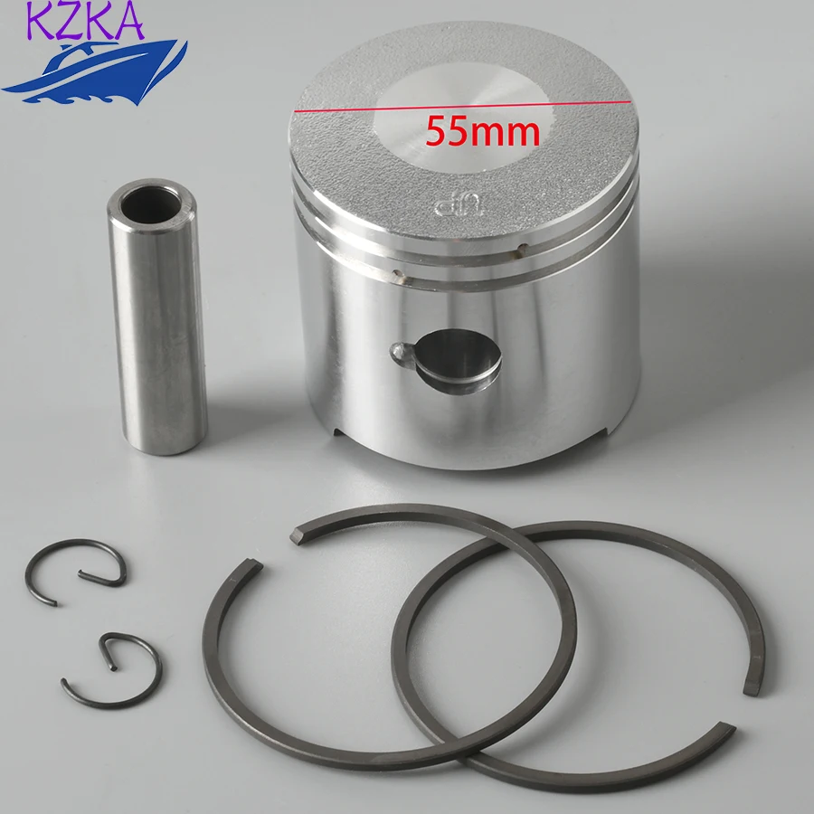 369-00001 Piston Set (Std) For TOHATSU 2 stroke Outboard Motor M5 5HP  with Clip and Pin 369-00001-0 351-00011-0 55MM