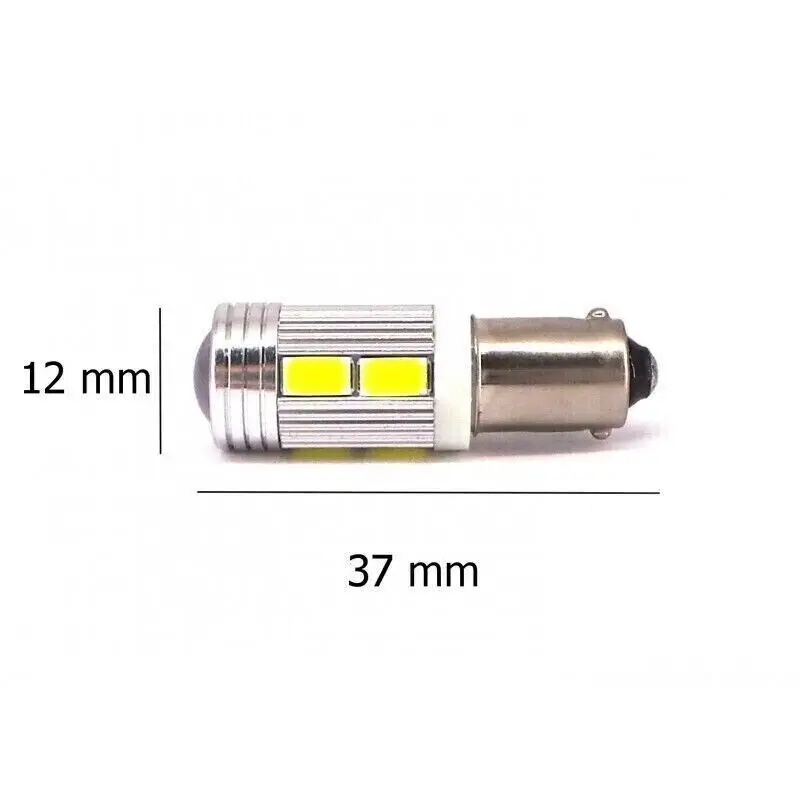 2Pcs BAY9s H21W 10 SMD LED Indicator Driving Reverse Side Light Bulb White 6000K