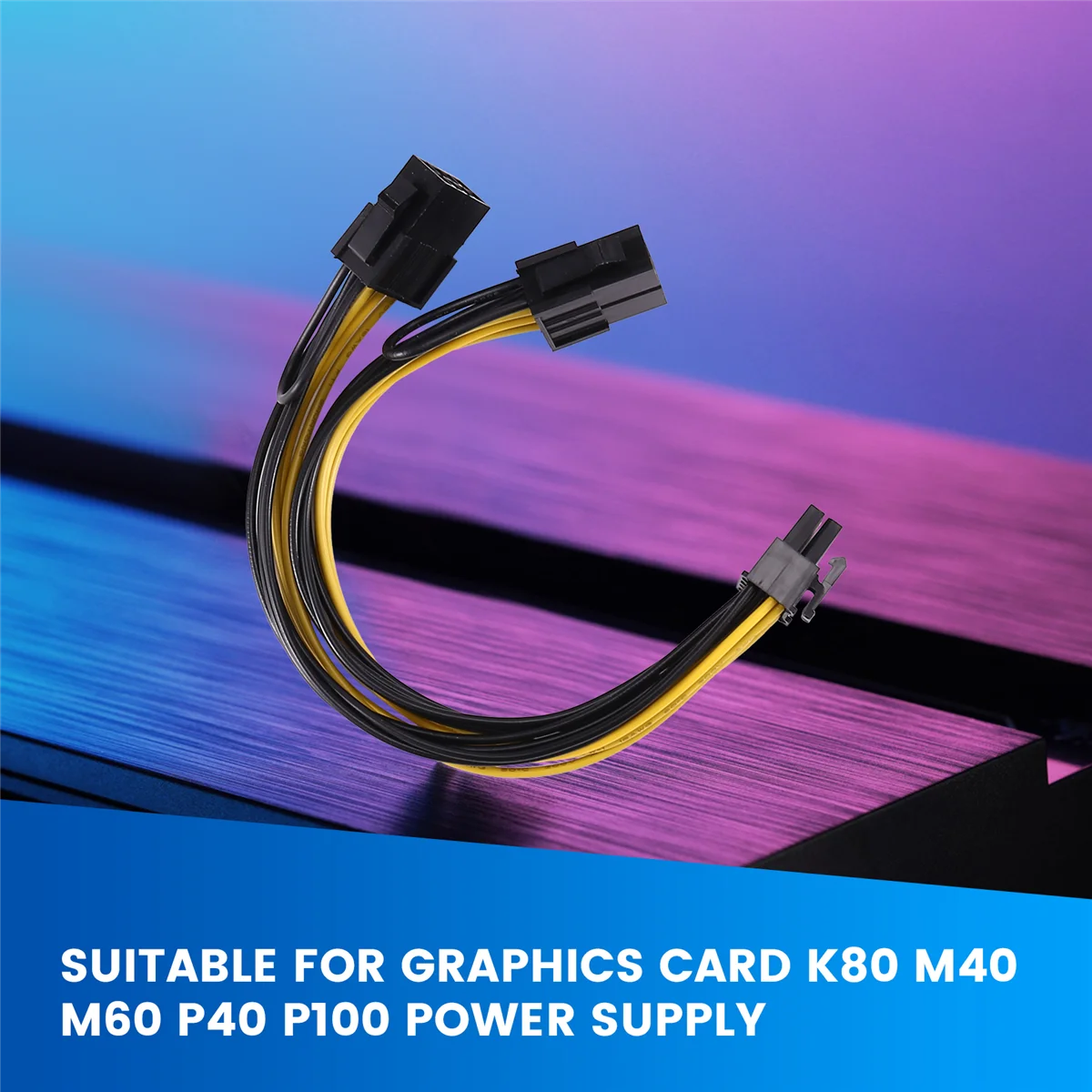 Y59A18AWG 8Pin para Dual 8Pin (6 + 2) Cabo de alimentação GPU Cabo de alimentação para Tesla K80 M40 M60 P40 P100, 20CM