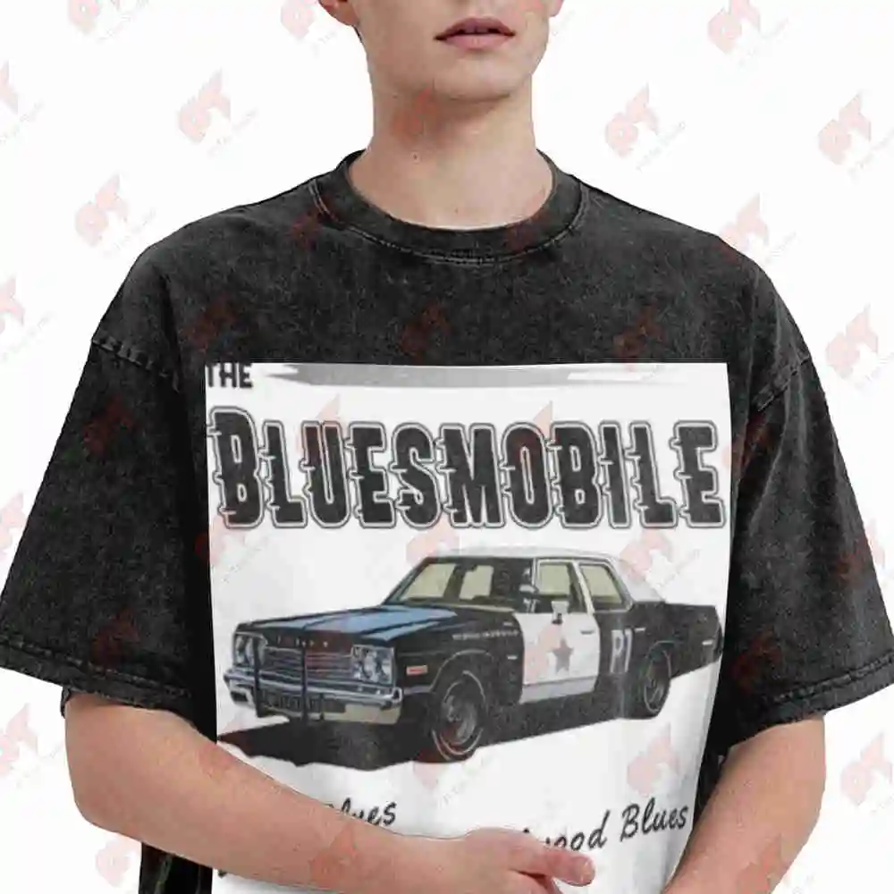Blue Brothers Movie Jacques Elwood 1969 Chicago Vintage Washed Tee Pure Cotton T-Shirt
