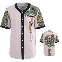 New York baseball jersey men's classic AB side short sleeved button up shirt summer game party sportswear MB25