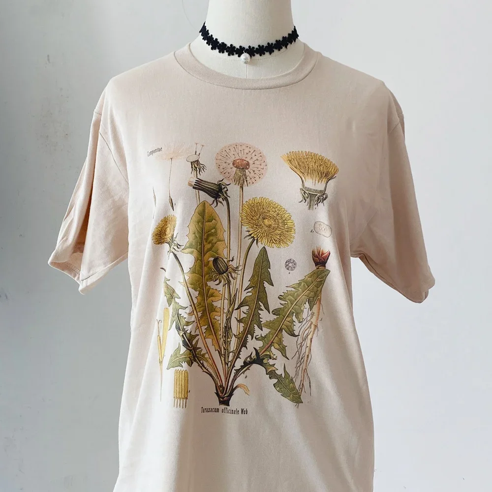 Dandelion Vintage Botanical Tshirt, Hiking TShirt, Botanical Print Shirt, Dandelion Shirt, Vintage Tee