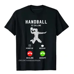 Andebol está chamando jogador de andebol faddish impresso no topo camisas de algodão t camisa para homem estilo preppy