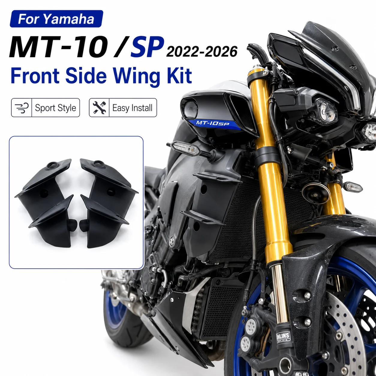 

Motorcycle Front Side Spoiler Winglet Lower Fairing Kit Compatible With Yamaha MT-10 MT10 SP 2022 2023 2024 2025 2026
