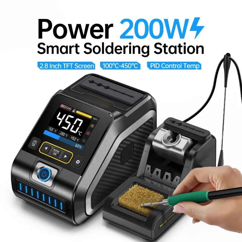 DWS-200 Digital Soldering Iron Tips Full Set 9PCS 200W PID Temperature Control Intelligent Soldering Station Welding Repair Tool