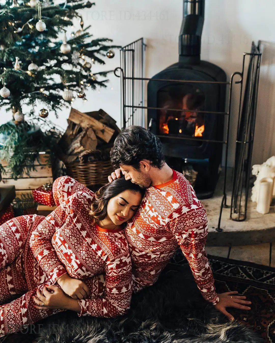 Christmas Pajamas Sets Family Outfits Classic Elk Red Print Adult Kid Baby Kids Sleepwear Loungewear Loose Homewear Pijamas Suit