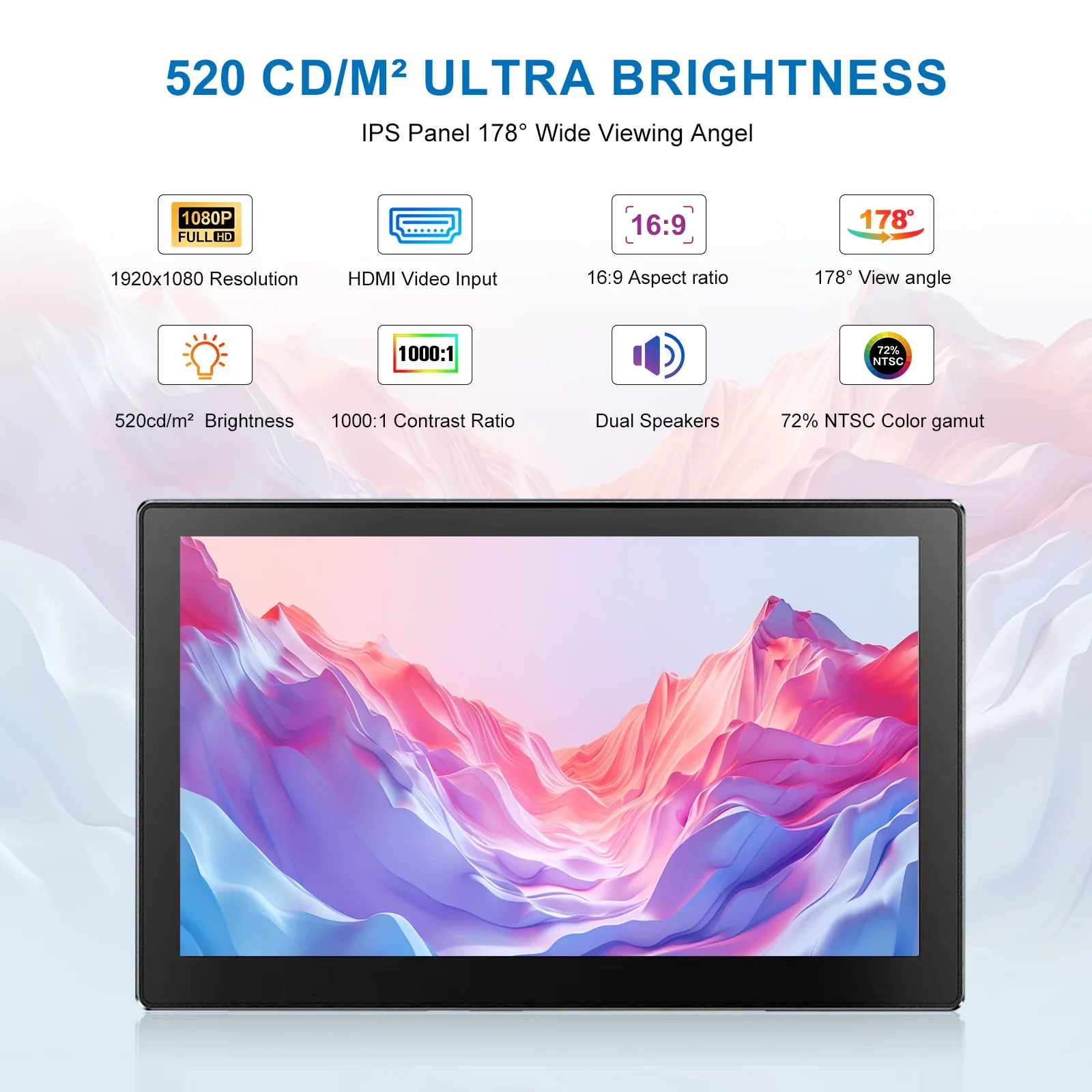 FHD 6 Inch Portable Secondary Screen 1920x1080P Brightness 520CD IPS Display Screen Suitable For Device Monitoring Mini Screen