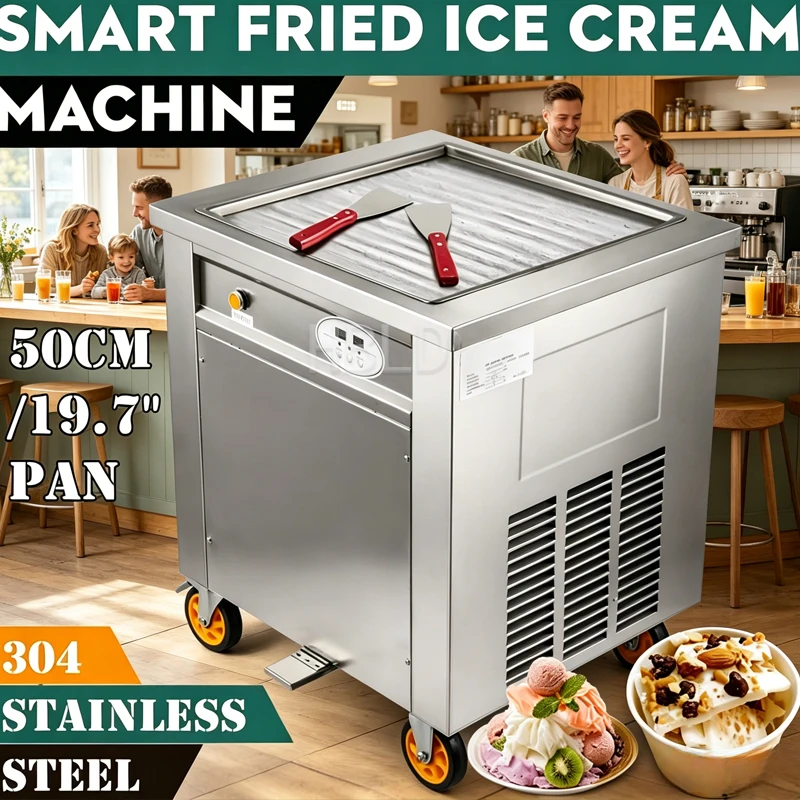 Large Capacity Square Fried Ice Cream Roller Maker with Intelligent Temperature Control Stir Yogurt Freezer Machine