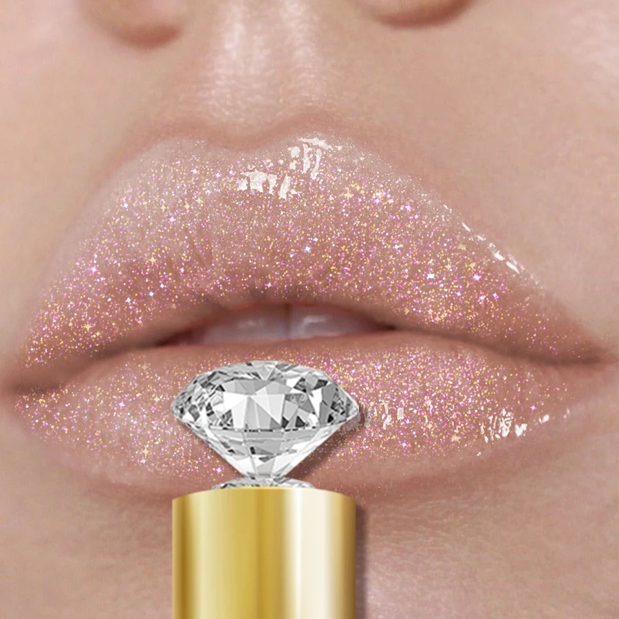 9 色ダイヤモンドシマーグリッターリップグロス保湿液体口紅パールカラーリップ釉薬セクシーなレッドピンクリップメイクアップギフト