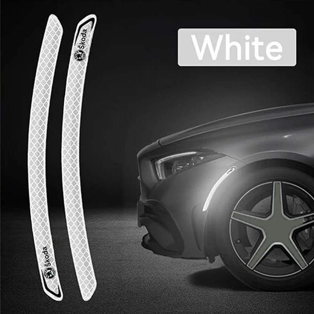 

Skoda Reflective Stickers for Octavia / Fabia / Kodiaq, High Intensity Glow In The Dark Wheel Eyebrow Decal 2PCS Car Styling