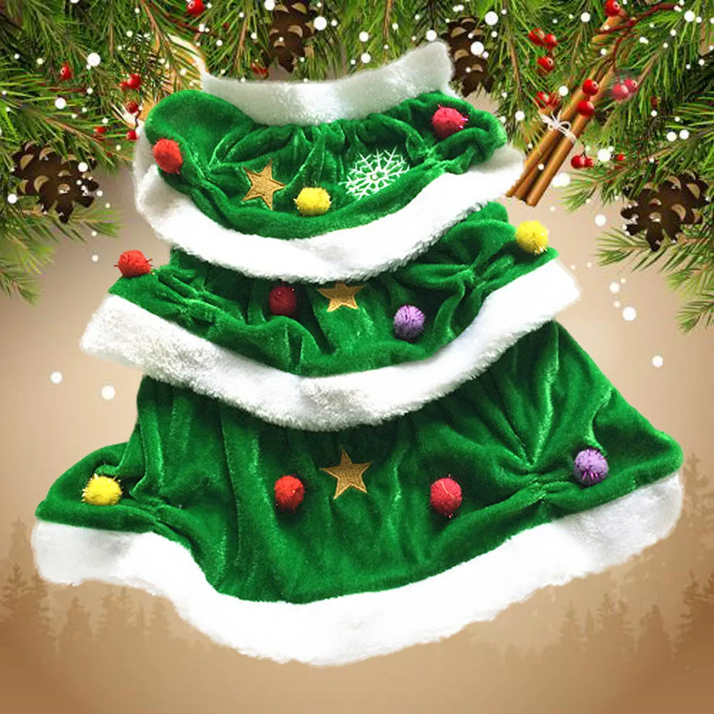 

Christmas Tree Shape Dog Dress Pet Clothes For Holiday Party Costume Warm Comfortable Festival Outfit