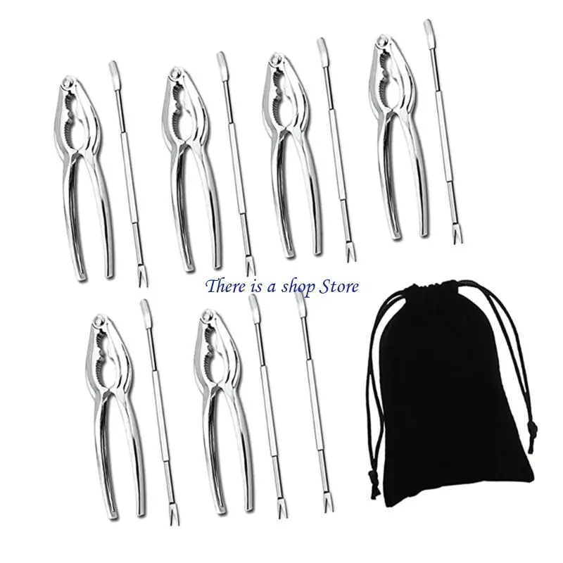 D0AD Portable Seafood Tool Set with Carrying Bag for Outdoor Crabs Lobsters Crackers Shellers Forks Picks Cooking Adventure