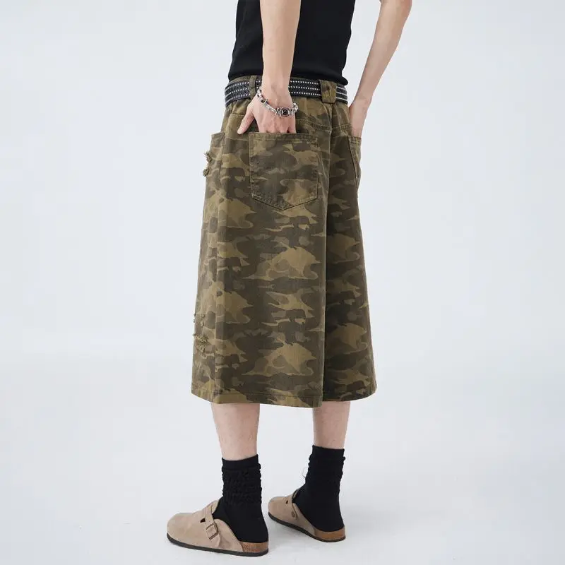 Summer Mens Camo Cargo Shorts Men Overalls Loose Casual Outdoor Sports Half Pants Side Pocket Cotton Comfortable Short Trousers