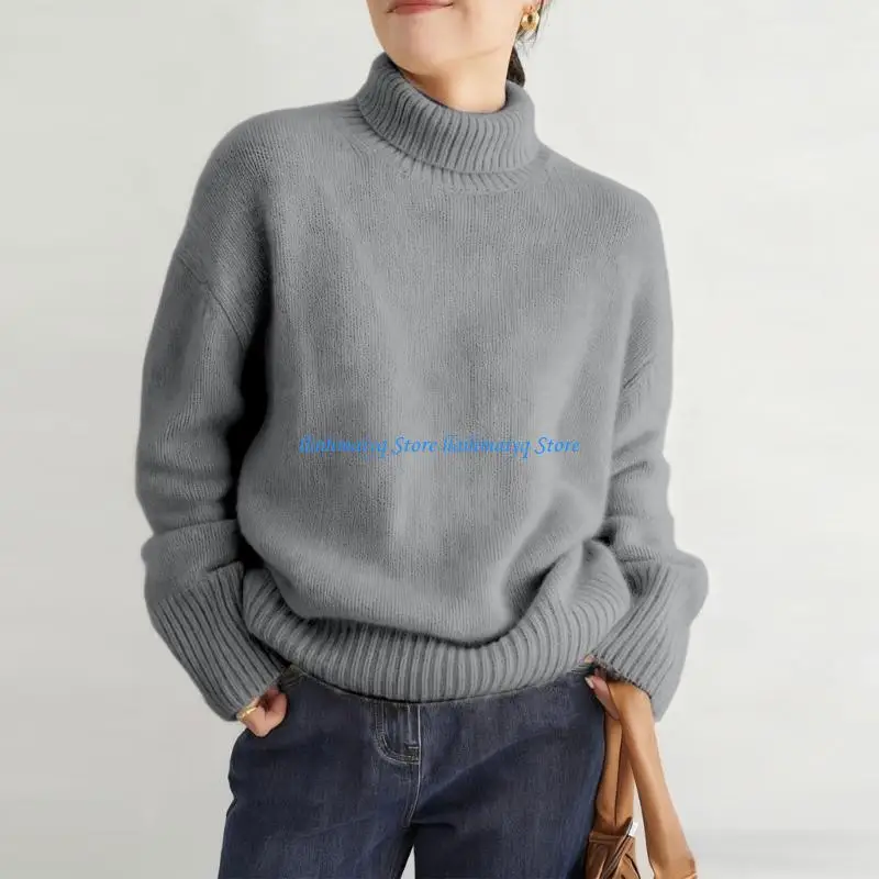 573B Turtleneck Sweater 2026 Fall Winter Thick Knitted Pullover Trendy Jumper Top 2