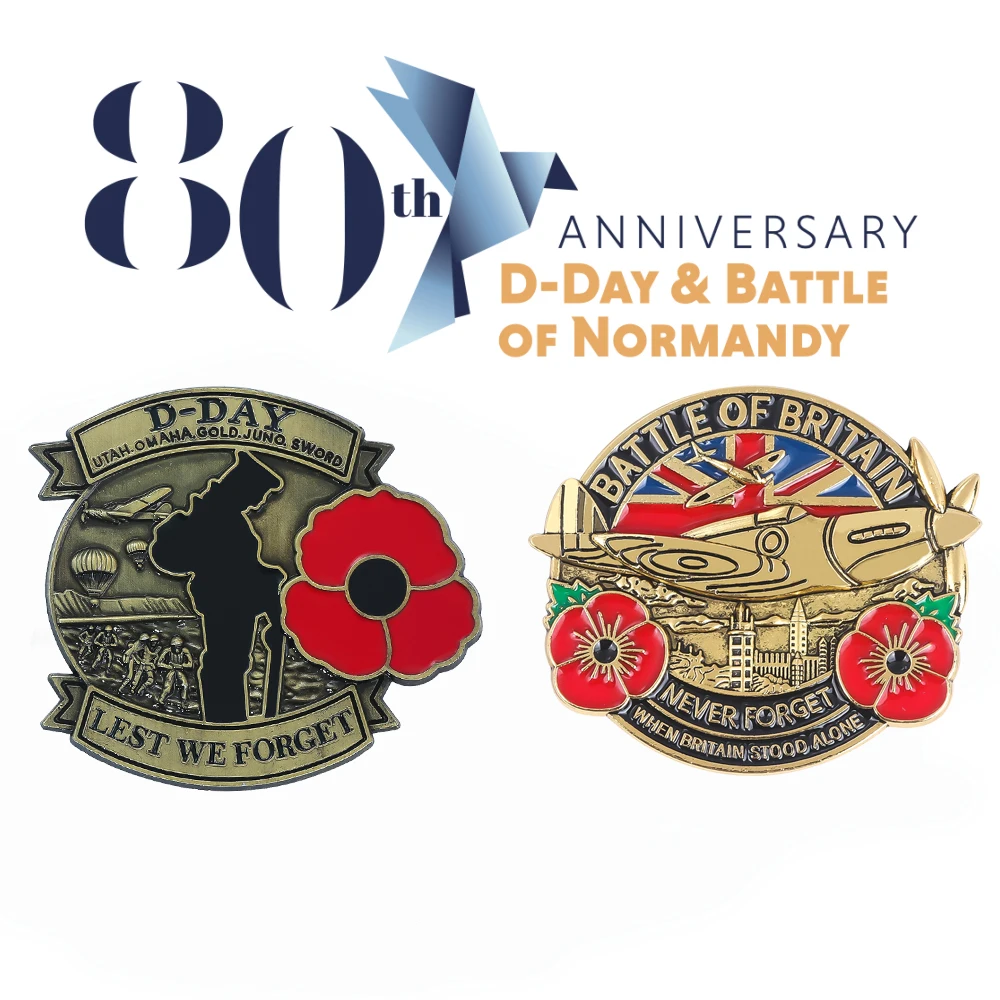 Independent Station D DAY 80th Anniversary Commemorat Brooch Vintage Souvenir Badge Pin Bag Brooches for Women Men Accessorie