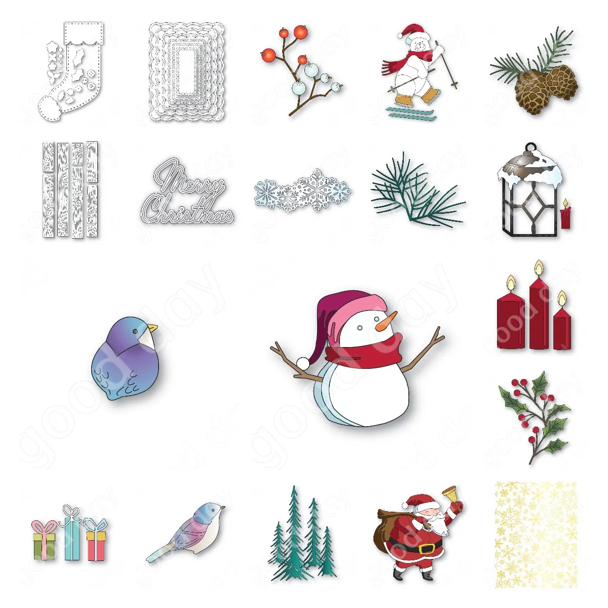 2024 New Arrival Craft Metal Cutting Dies and Hot Foil Christmas Bear Drift Snowflake Snowman Pinecone Scrapbook Greeting cards