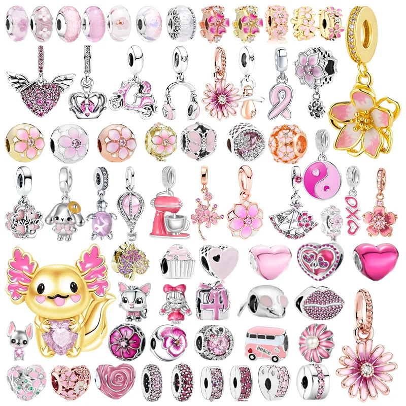 

New Hot Sale DIY Women Jewelry Suitable For Original Design:Pink Little Flower Series Special Charm Beads,Works For Bracelet&Nec