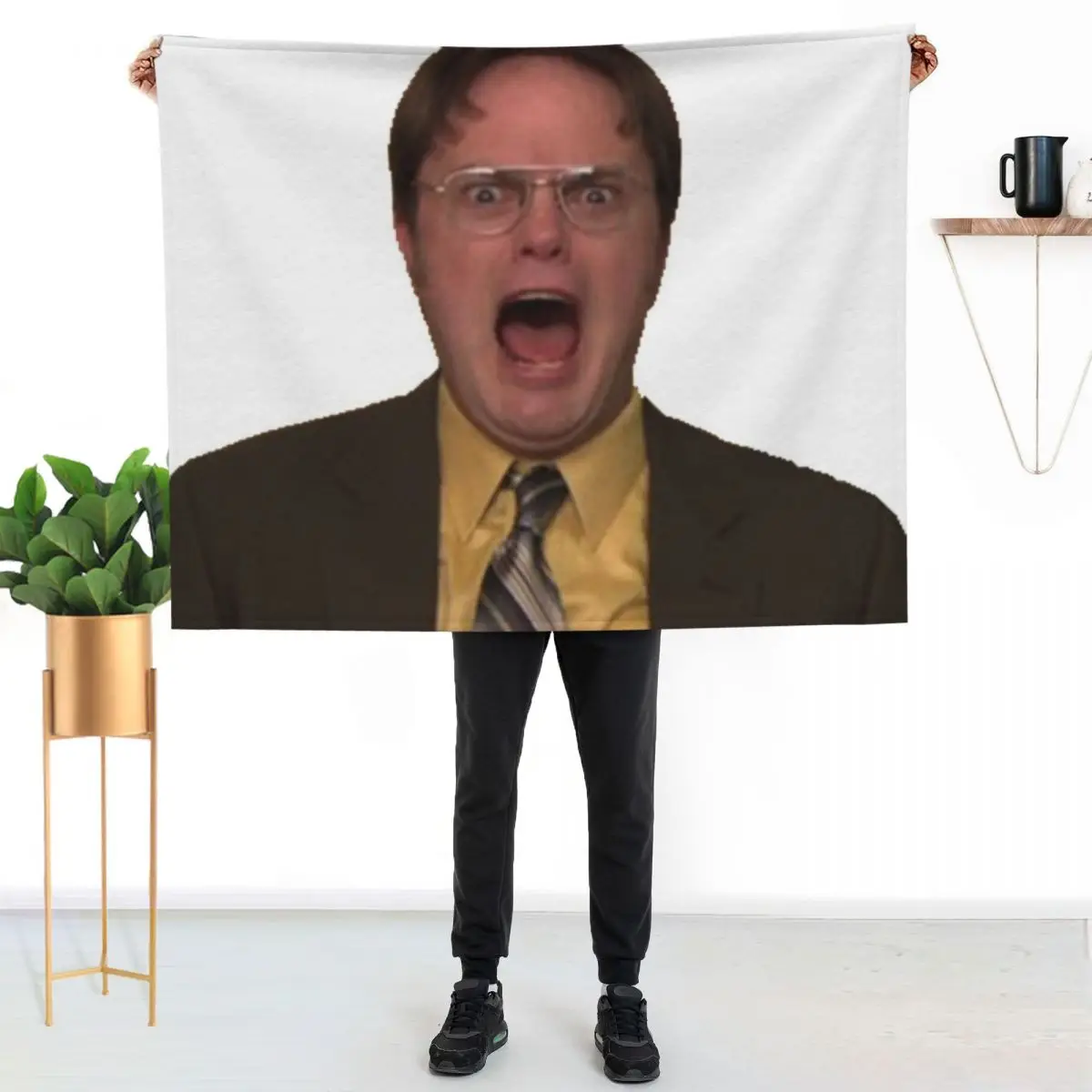 Dwight Schrute Screaming Throw Blanket valentine gift ideas Decoratives funny gift Hair Furrys Stuffeds Blankets