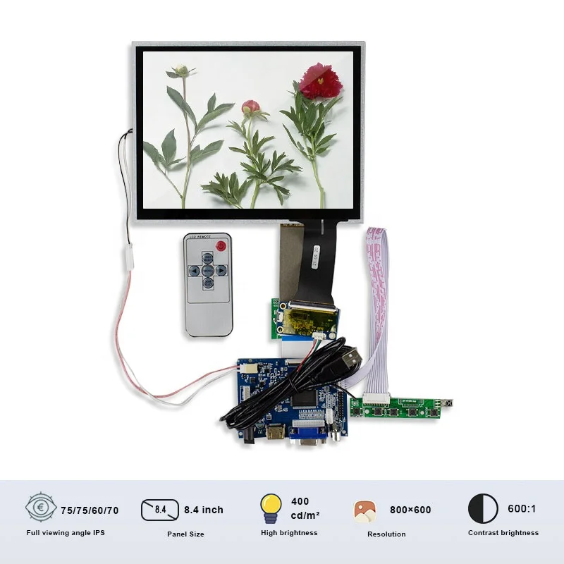 Fornitore 8.4 pollici 800x600 HSD084ISN1-A01 luminosità 380 60 pin FPC T2B1 pannello a sfioramento e pannello di visualizzazione LCD della scheda di controllo per PC