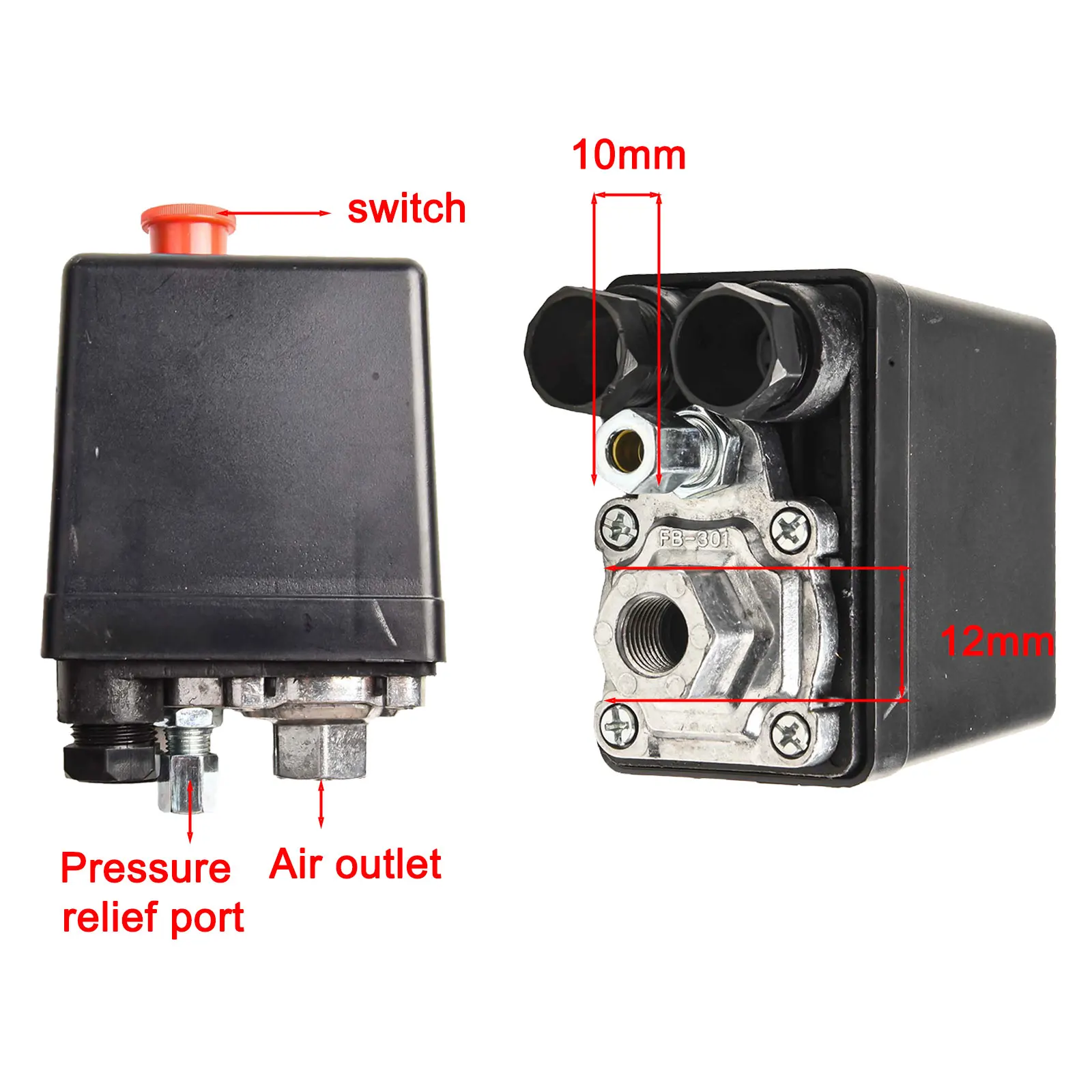 220V 20A Air Compressor Pressure Switch Pneumatic Automatic Control 0 5 0 8 Pressure Range Vertical Mount Energy Saving