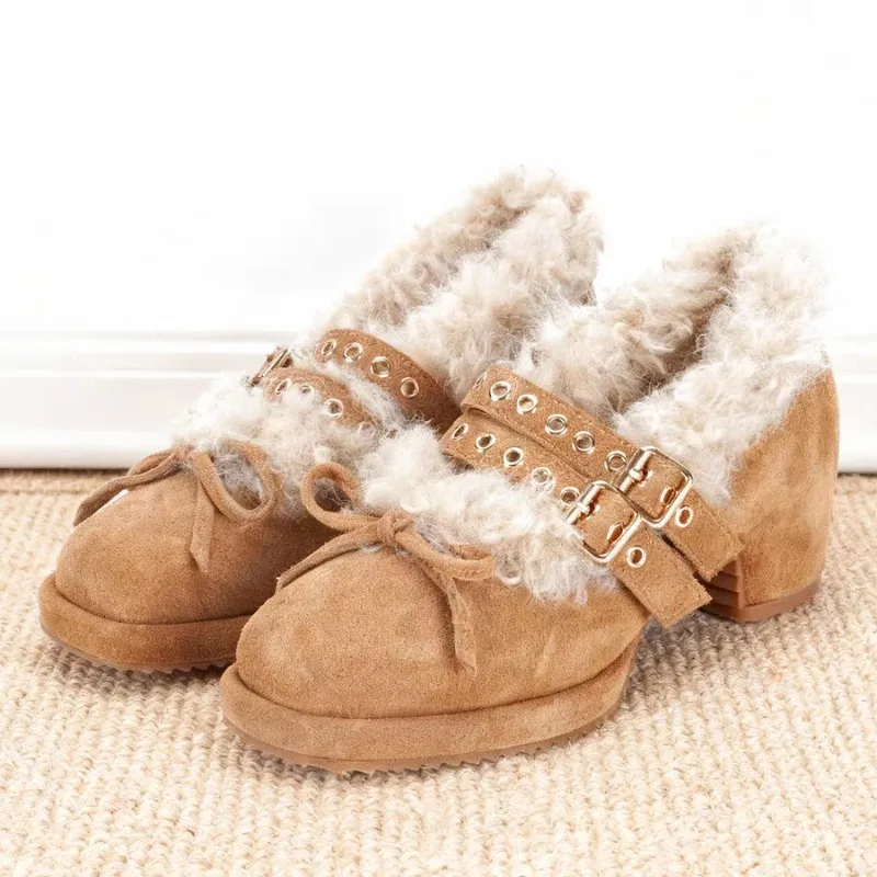 Новые нишевые бархатные зимние утолщенные туфли Мэри Джейн во французском стиле ретро плюс термоодинарные туфли Новые нишевые бархатные зимние утолщенные туфли Мэри Джейн во французском стиле ретро плюс термоодинарные туфли