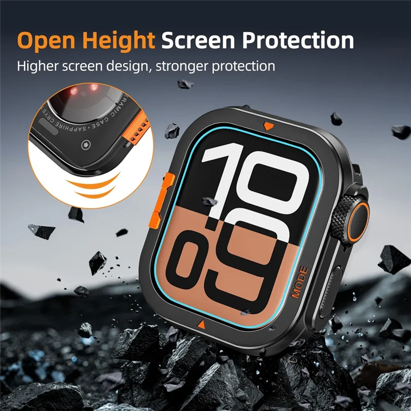 New--Black Turn Bumper With Back Shell Metal Protector For Watch Series 10, 46Mm