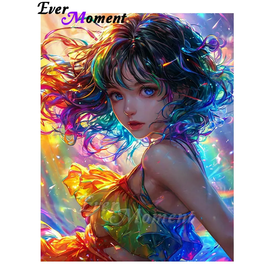 

Ever Moment 5D Diy портрет 40x50 см комплект алмазной живописи красивая девушка полная дрель искусство холст Настенный декор ASF3052