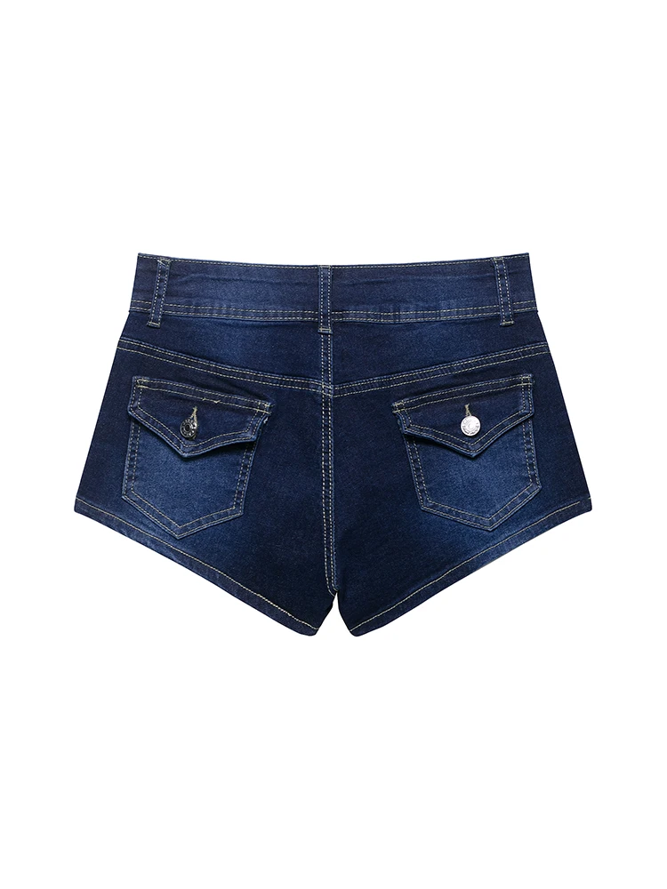 KUCLUT, moda para mujer, pantalones cortos vaqueros lisos con cremallera frontal, Mini pantalones cortos Vintage de cintura baja para mujer, pantalones cortos elegantes para mujer