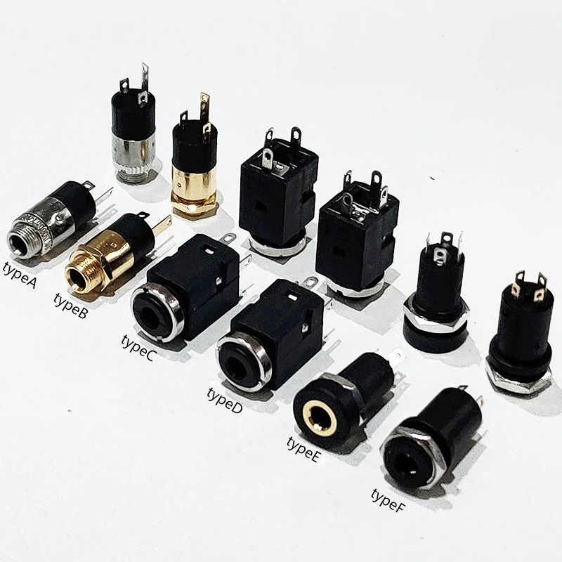 4PCS Goldene 4P/3P 3,5mm Kopfhörer Jack Buchse Männlich Audio Stereo Jack Mit schraube Mutter Stecker DIY Einfache Verwendung