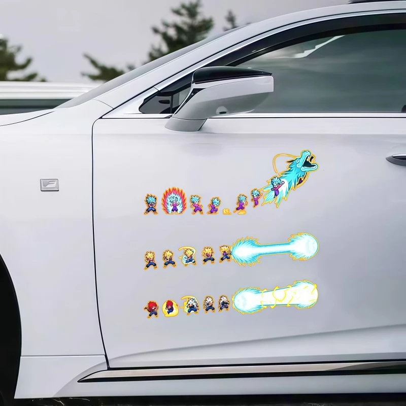 Dragon Ball pixel style car sticker cartoon anime Goku and Vegeta launching energy wave decal luggage helmet graffiti toy gift view 3