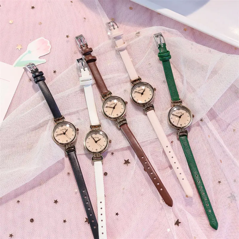 Zegarki kwarcowe damskie PU skórzane zegarki na rękę z cienkim paskiem zegarki damskie jednokolorowe modne damskie zegarki na prezent Relojes Para Mujer