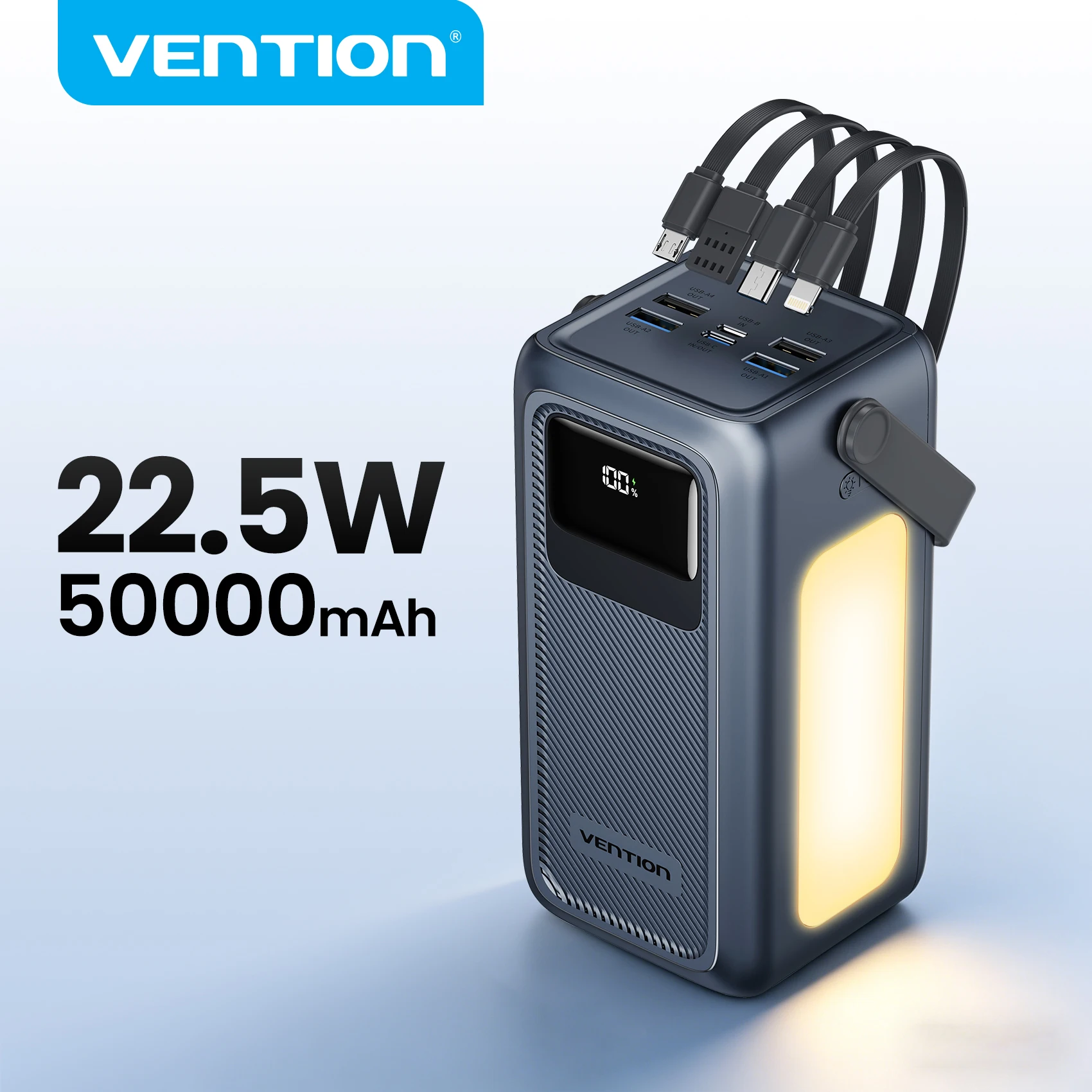 

Vention 22.5W 50000mAh Power Station Portable External Battery for iPhone Samsung Power Bank with LED Charger for Home Camping