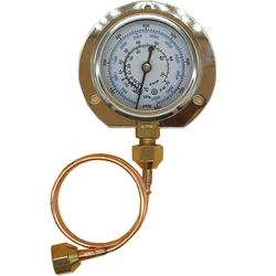 Radial R410a &R32 Pressure Gauge with capillary tube with 1/4