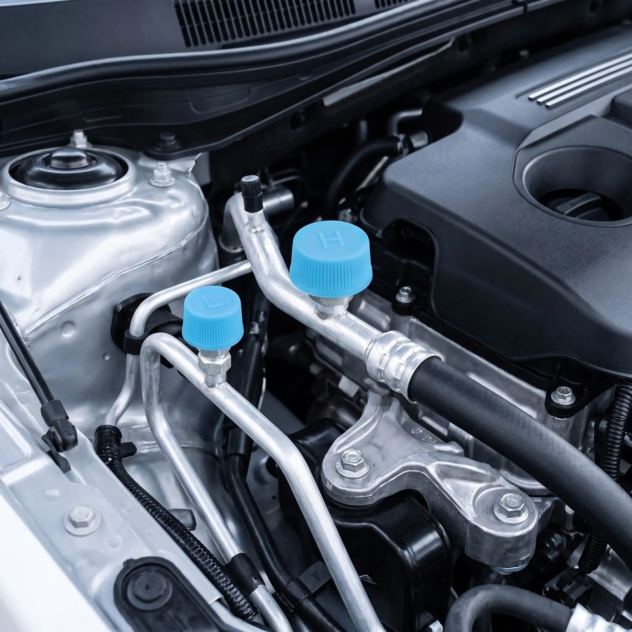 2Pcs R134a Ac Valve Caps for Automotive Air Conditioning Service Fittings High Low Pressure Port Dust Covers Car Ac Refrigerant