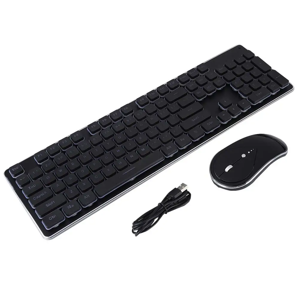 

Wireless Charging Lighting 104 - key Laser Engraving Mute Keyboard Mouse Combo - Green Light