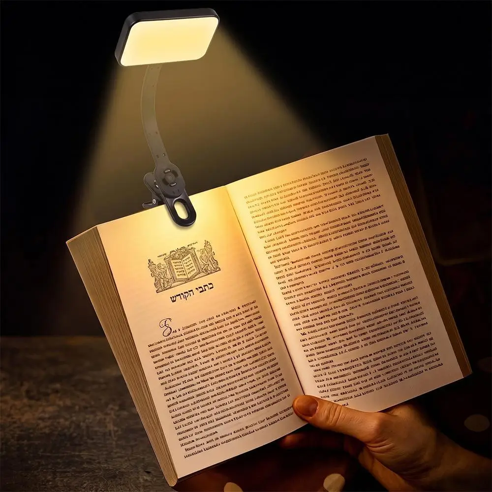 LED Book Light Reading Light Eye Caring Clip-on USB Rechargeable Dimmable Light Lamp Adjustable Flexible Night Reading Lamp