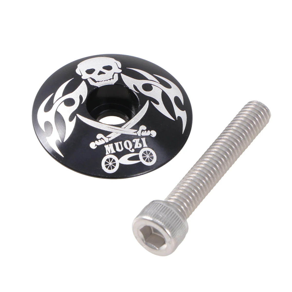 286mm Pirate Pattern General Aluminum Alloy Headset Screw For Bicycle(Black) Accessories