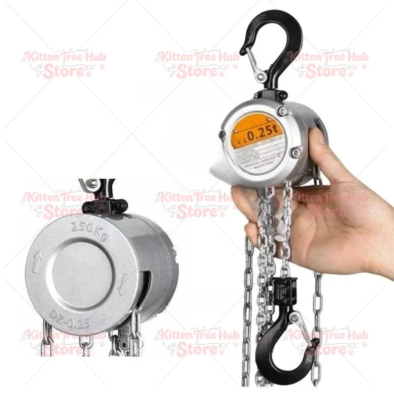 Mini Chain Hoist Aluminum Alloy Hand Cranked Chain Hoist 0.25/0.5 T Portable Manual Lever Block Lifting