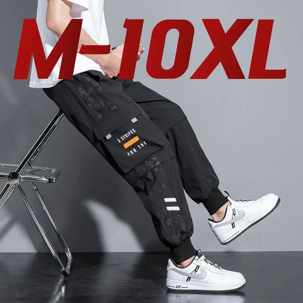 

Plus Size Men's Cargo Pants, Spring Summer Lightweight Sports Joggers For Man, Big Pockets Trend Casual Trousers