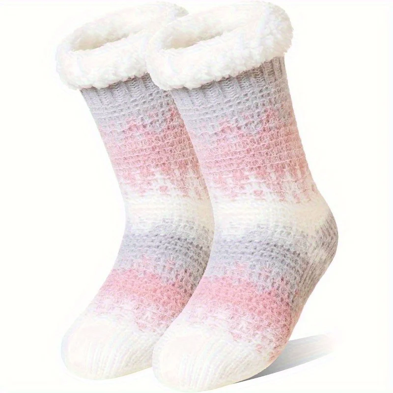 Women Fluffy Slipper Socks Plush Fuzzy Lined for Fall Winter Non-Slip Thick Warm for Thanksgiving Christmas Winter Foot