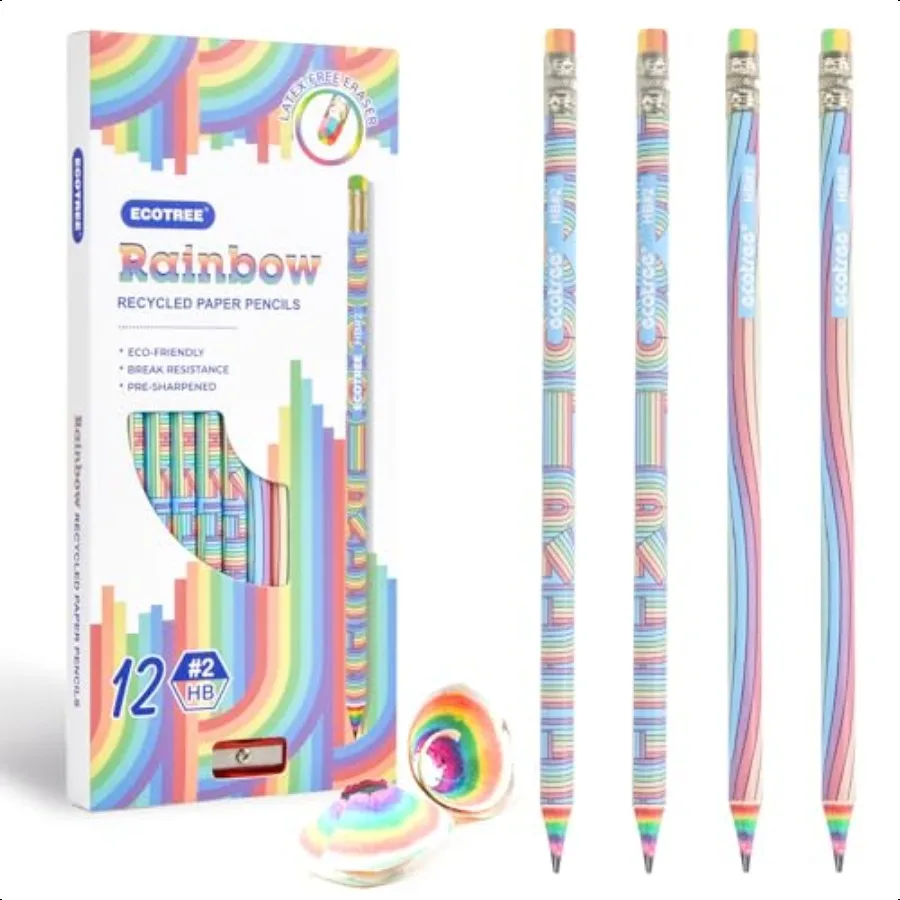 Pencils 2 PreSharpened Pencils for Cute Rainbow Pencil Number 2 Pencil for School Writing 12 Count