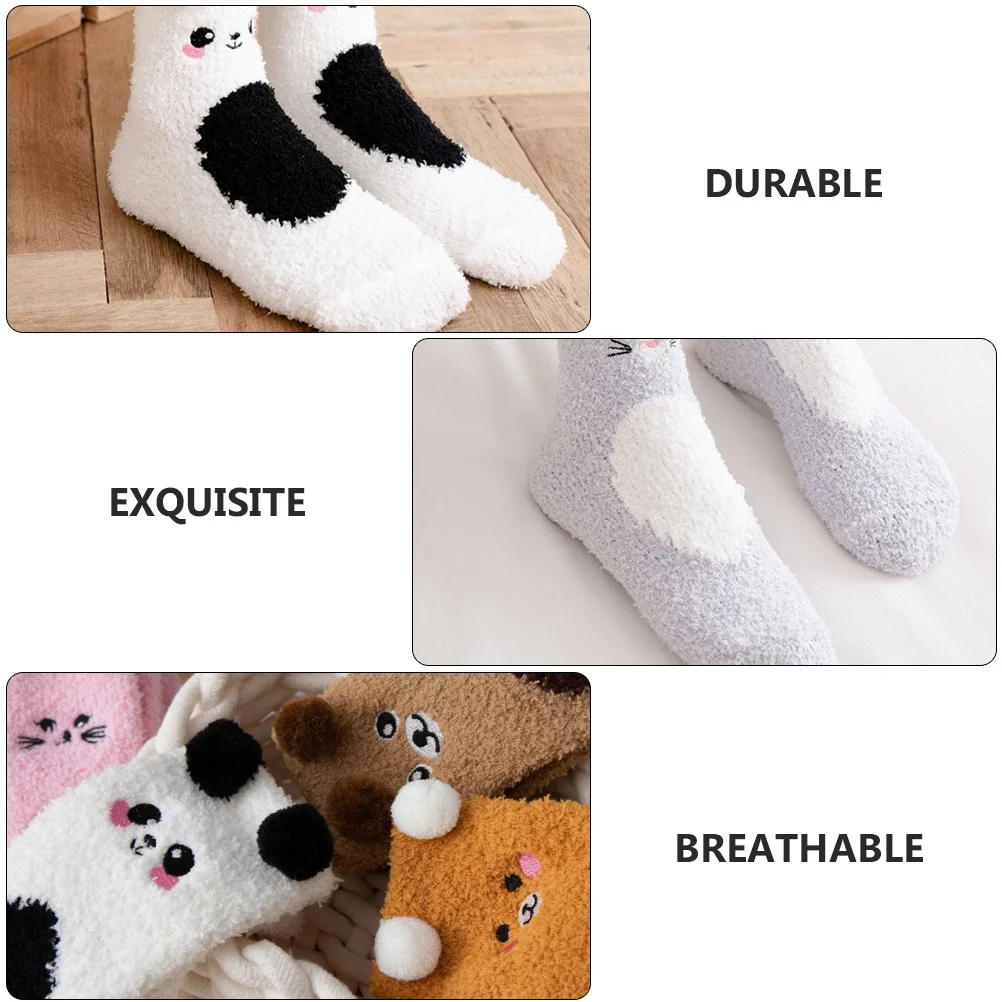 

5Pairs Warm Socks Coral Fleece Comfortable Floor Socks Thickened Home Sleeping Stockings Winter Soft Warm Stockings