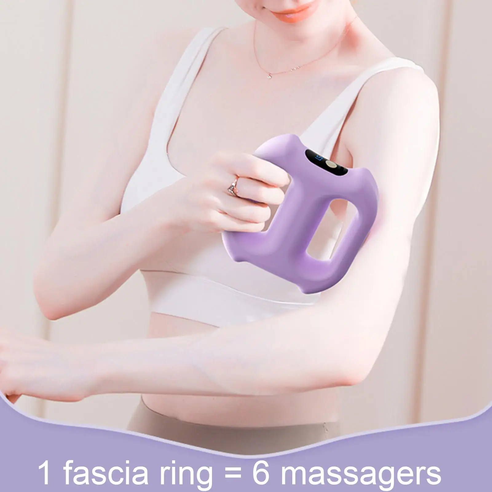 Full Body Fascia Ring 5-Speed Fascia Impact Silicone Ring Type-C Rechargeable Ergonomic Fascia Massager with Adjustable Belt
