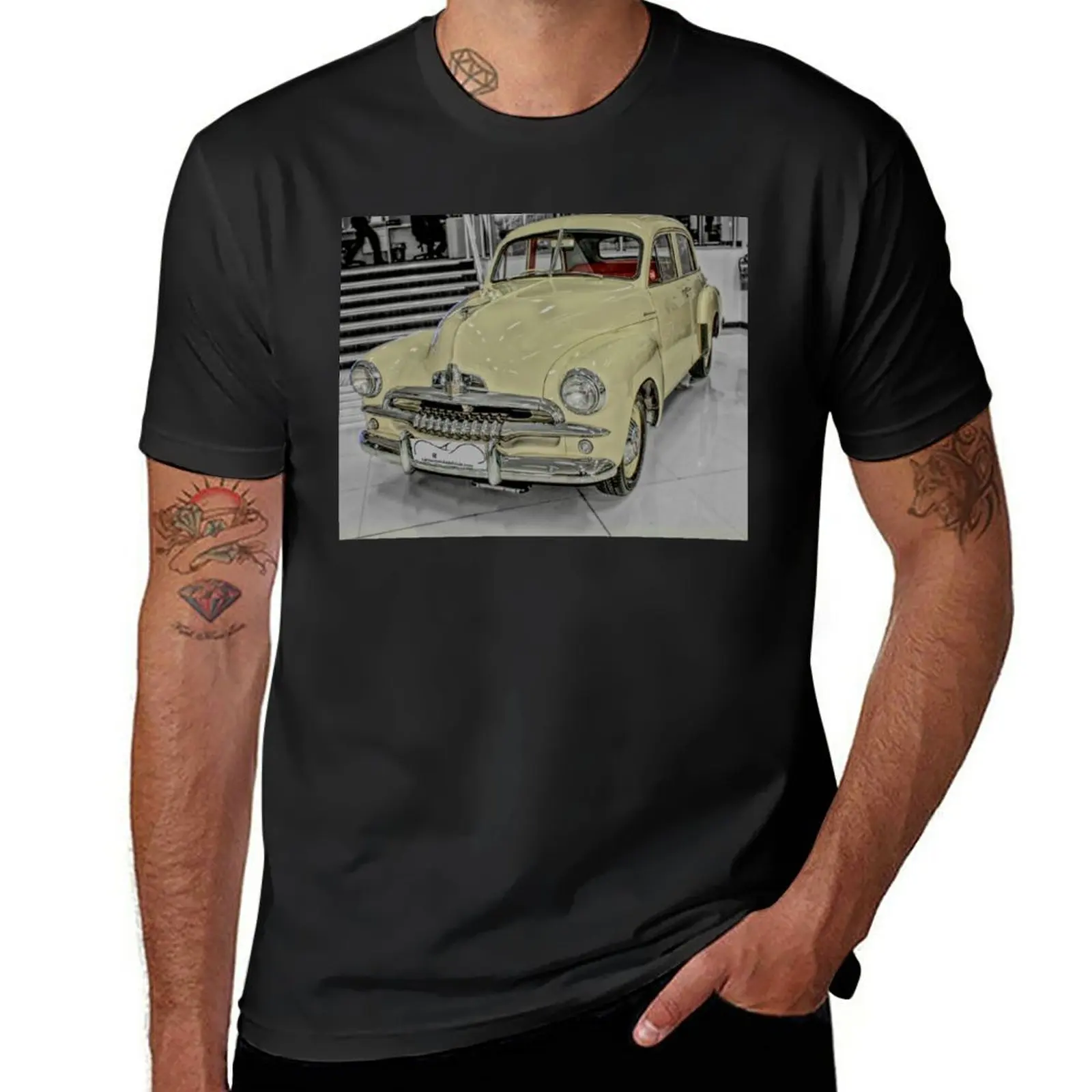 New FJ Holden sedan in the showroom T-Shirt custom t shirt funny t shirt mens workout shirts